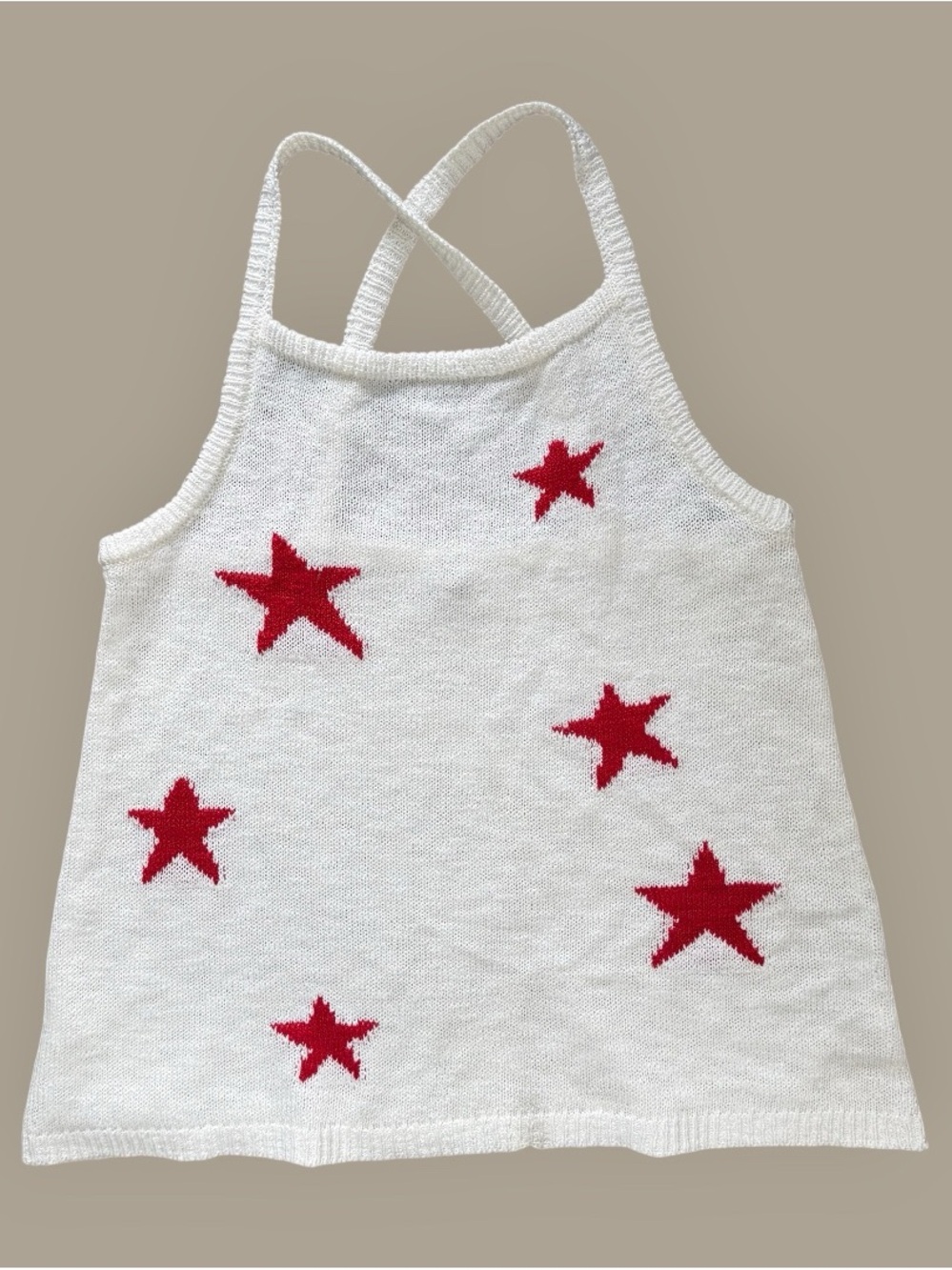 Freshman 1996 Knit Americana Star Crossback Halter Sweater Crop Tank Top Size M